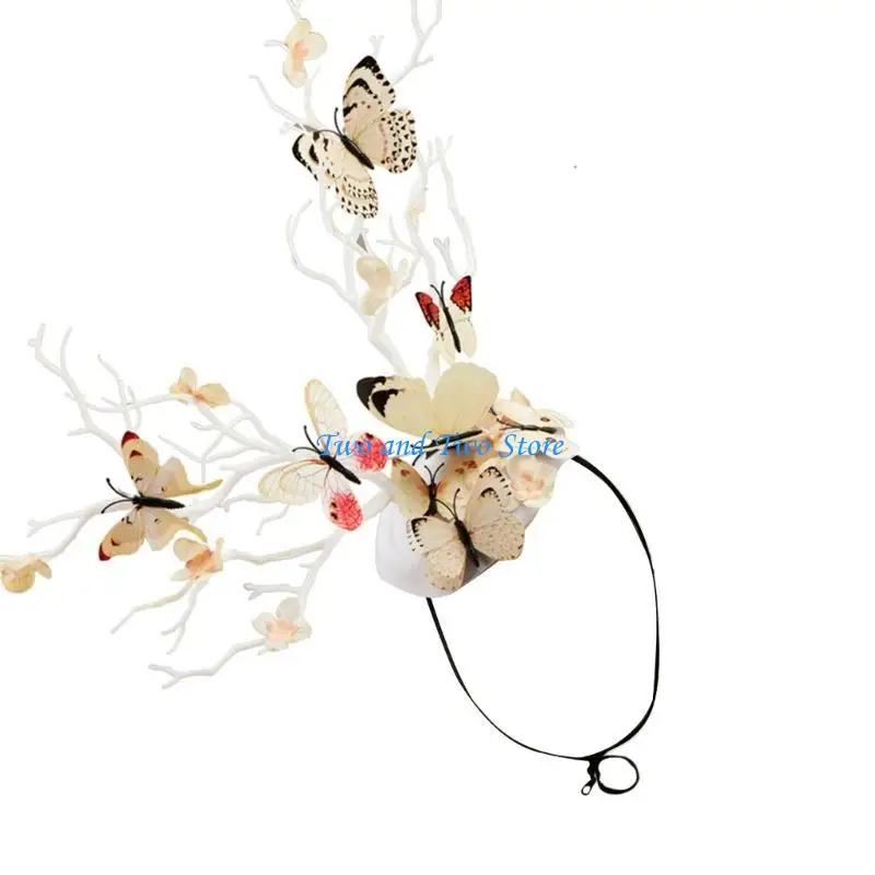 

HX6F шикарный ретро элегантный головной убор в виде ветки, заколка для волос с цветком, цилиндр, вечерние шиньон с для женщин