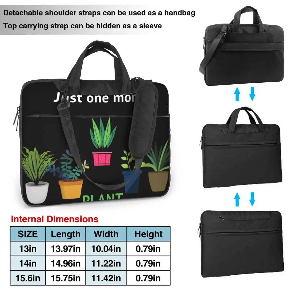 Just One More Plant I Promise Laptop Bag Plant Lover Gift For Macbook Air 13 14 15 Briefcase Bag Protective Funny Computer Case