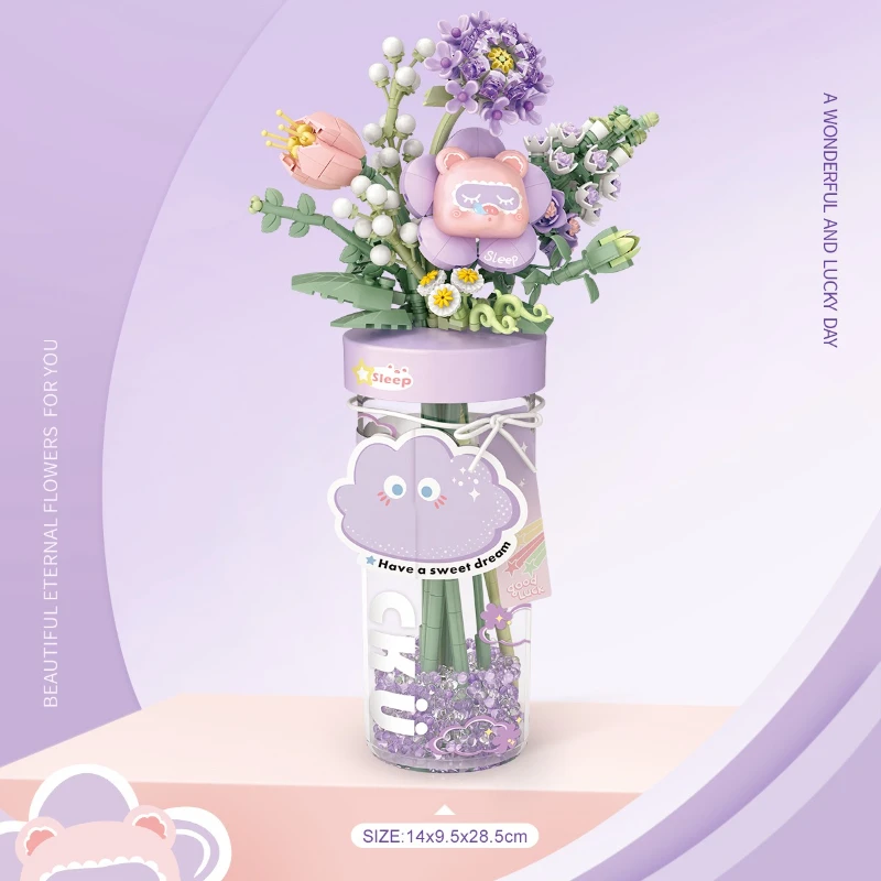 

DIY строительные блоки вечная чашка цветок сборка игрушка домашний декор креативный подарок для детей