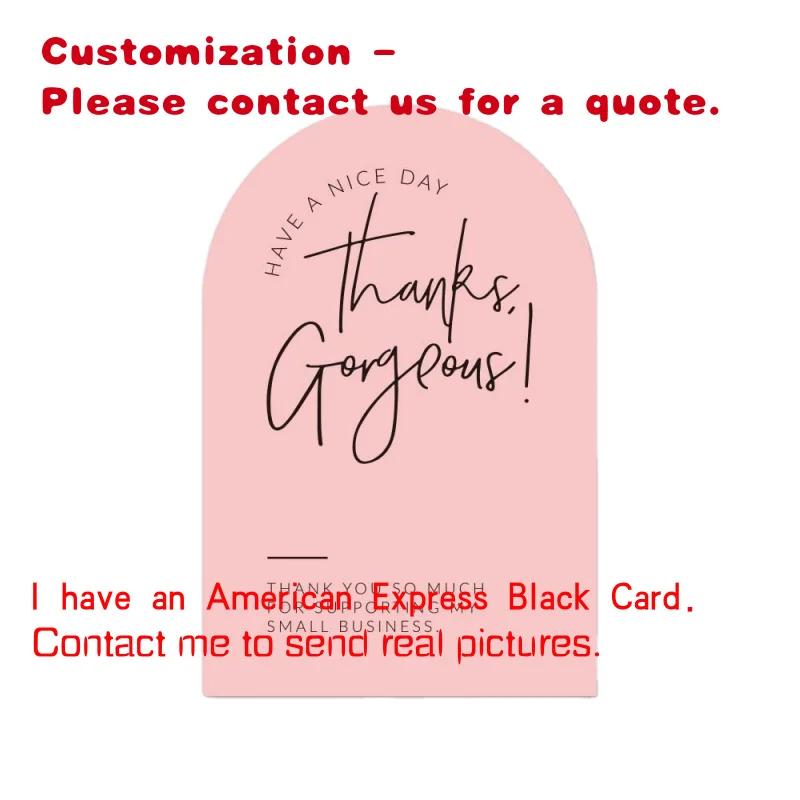 

custom.Customized Paper Card Cmyk Printing Pink Color QR Code Businesses Fancy Greeting Arch Shape Thank You Card