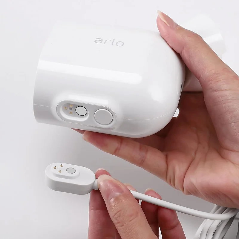 كابل شحن خارجي مقاوم للطقس بطول 32.8 قدم/10 أمتار، مع ضوء للتنفس، كابل شحن أكثر سمكًا لكاميرات Arlo Pro 5S 2K، Pro 4، Pro 3، Floodlight، Ultra 2، Ultra، وGo 2