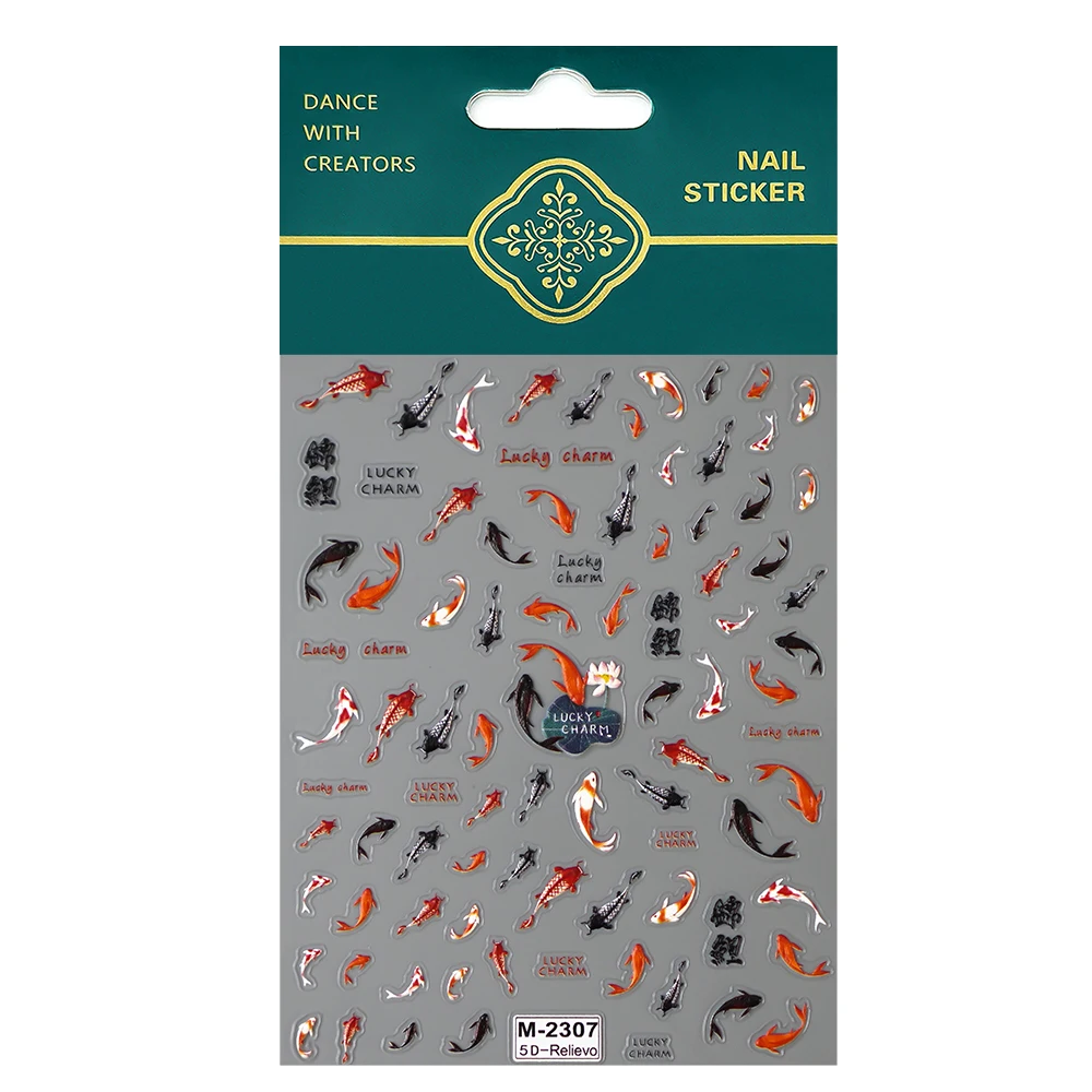 1 個 5D レリーフ漫画シリーズネイルアートステッカーかわいい鯉魚デザインネイルデコレーション転送スライダーデカール DIY アクセサリー