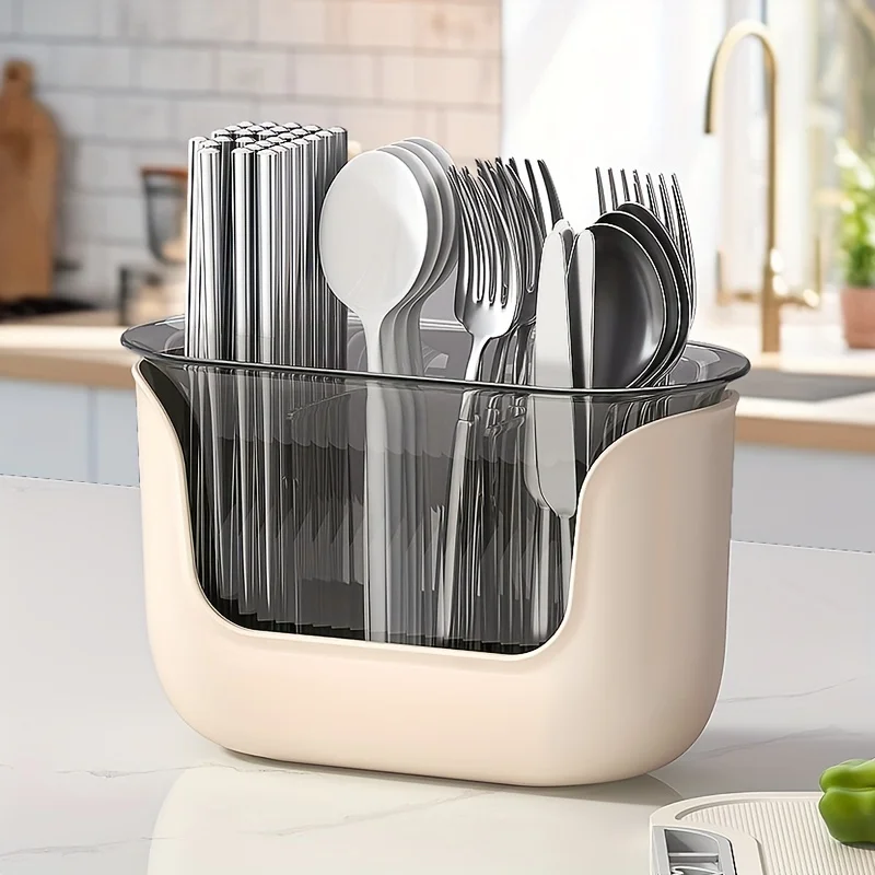 Chopstick Holder Storage Box, Kitchen Countertop, Spoon, Tableware, Drainage Rack, Partitioned Chopstick Cage, Tableware Storage