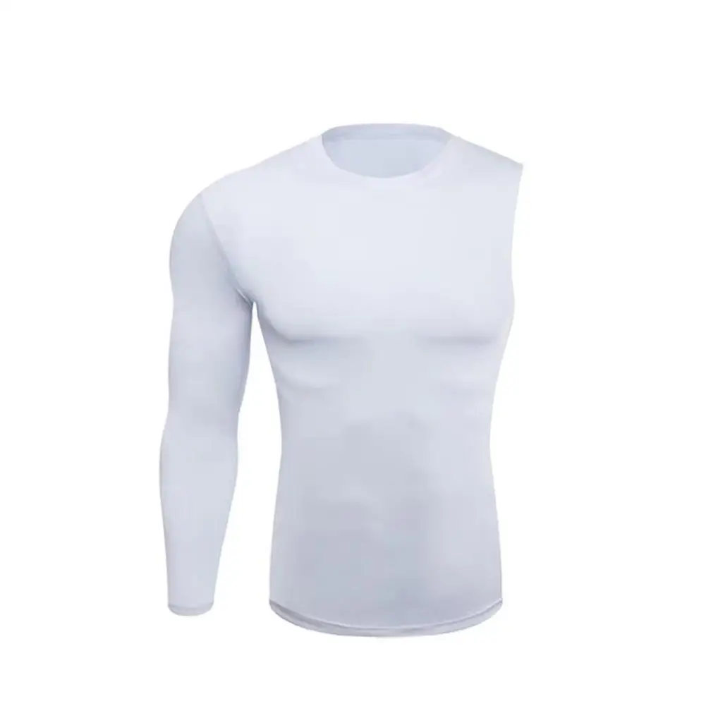 Men One Arm Long Sleeves T-Shirts Base Layer Basketball Outdoor Sports Tight Clothes Jogger Running Compression Fitness Gym I4I5