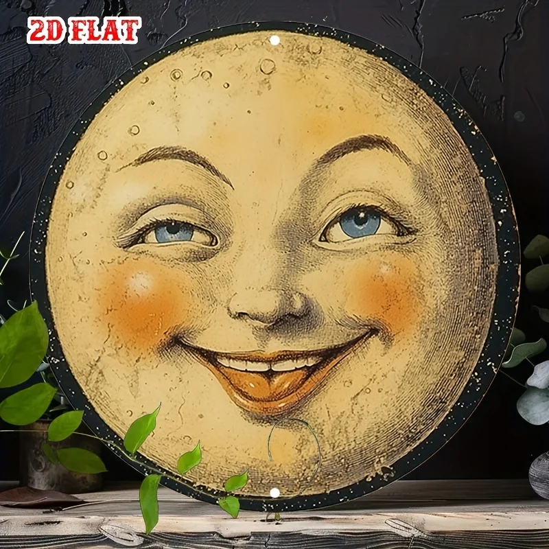 2D Flat 1pc Smile Aluminum Metal Tin Sign, Vintage Round Aluminum Sign, Smile Round Aluminum Sign - Retro Rustic Metal Wall Art