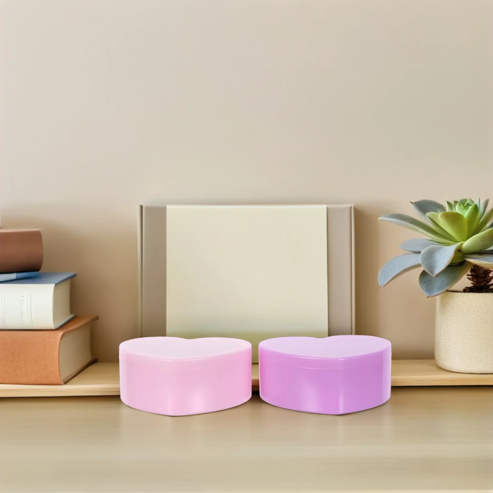 

2Pcs Heart Shaped Jewelry Box Lid Mirror Double Layer Storage Organizer Girls Hair Accessories Teen Trinket Case Children's