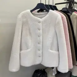 Round Neck Short Jacket Women's Autumn And Winter New Style Temperament Single Breasted Casual Jacket Top
