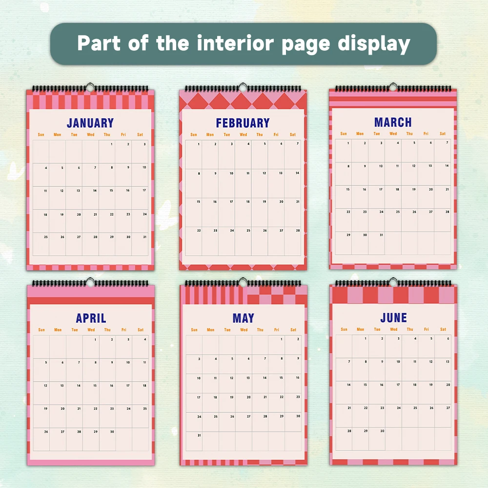 1 قطعة تقويم حائط 2026، تصميم هندسي تجريدي وردي، مخطط شهري لمدة 12 شهرًا، هدية مثالية لأعياد الميلاد وعيد الميلاد ورأس السنة الجديدة