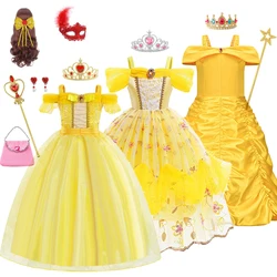 Kids Belle Costume Girl Halloween Princess Cosplay Party Dress Children Birthday Clothes Carnival Fancy Dress