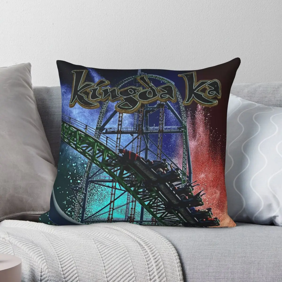 Kingda Ka Six Flags Great Adventure Square Pillowcase Polyester Linen Velvet Printed Throw Pillow Car Cushion Wholesale 45x45