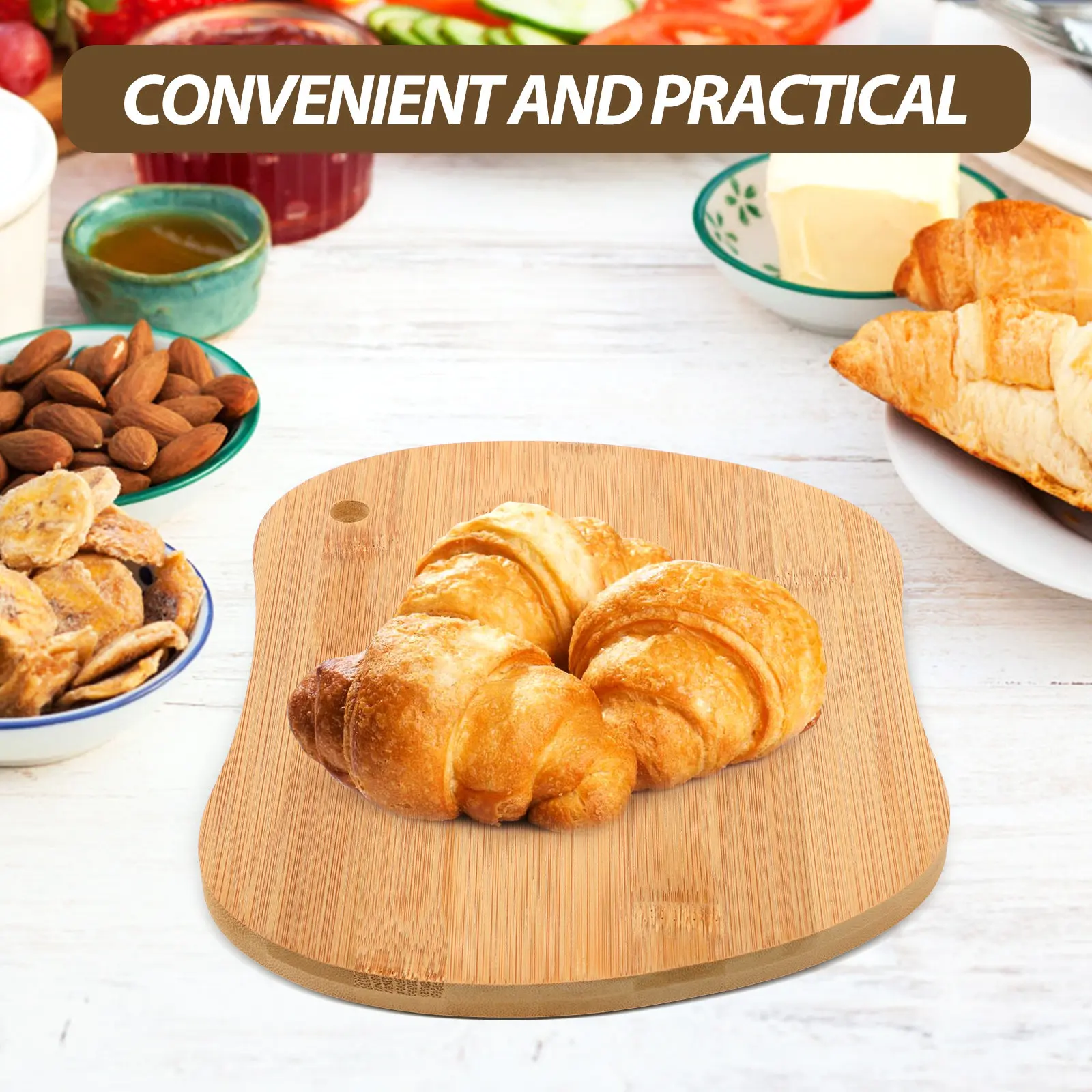 Portable Wooden Pizza Board & Cutting Tray for Bread, Steak, Charcuterie – Hanging Hole Design, Food Serving Tray