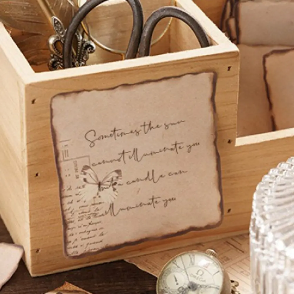 Vintage Burnt Series Sticky Notes Self-adhesive Plant Butterfly Pattern To Do List Notepads 60 Sheets Memo Pad Stationery