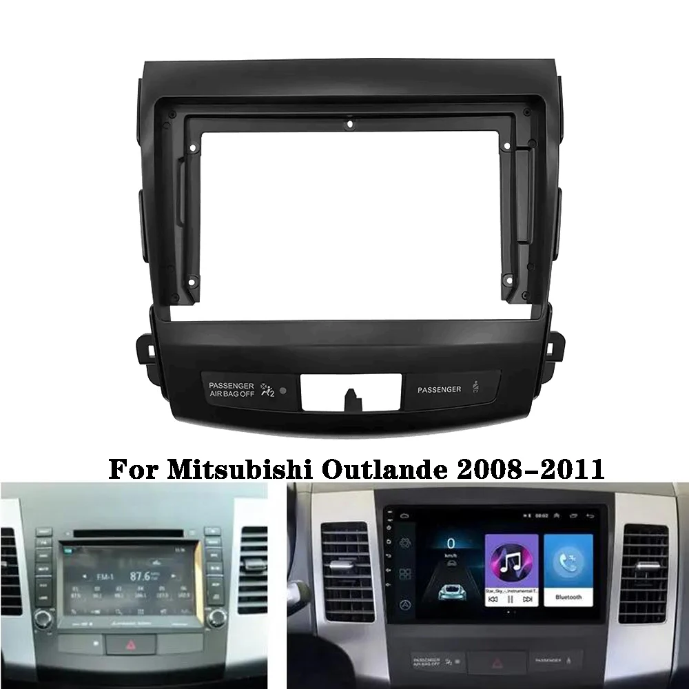 Quadro do carro DVD para Mitsubishi Outlander 2008-2011, traço Áudio Trim Kits, Painel Facia, tela do jogador de rádio, kit de montagem, 2 Din, 9