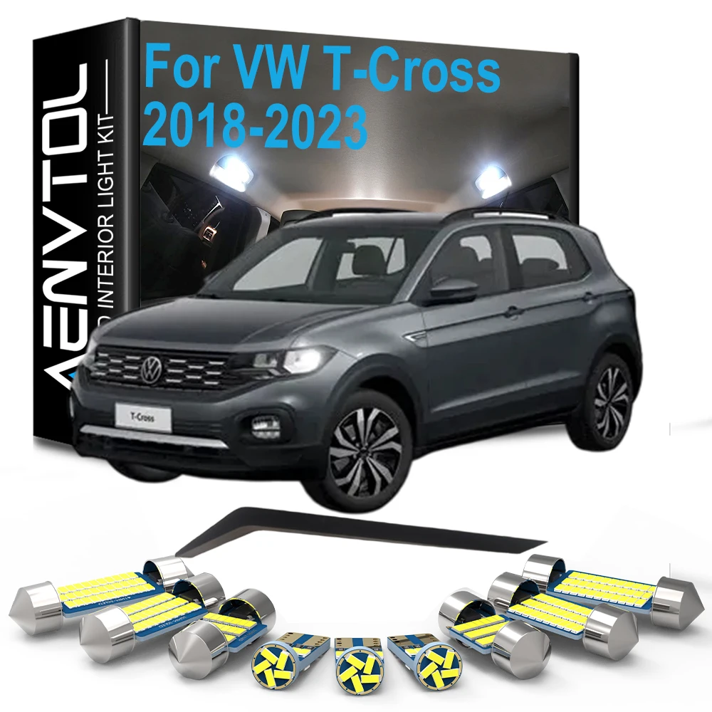 9Pcs Canbus For VW Volkswagen T-Cross Tcross 2018 2019 2020 2021 2022 2023 Car LED Bulb Interior Map Dome Trunk Light Kit