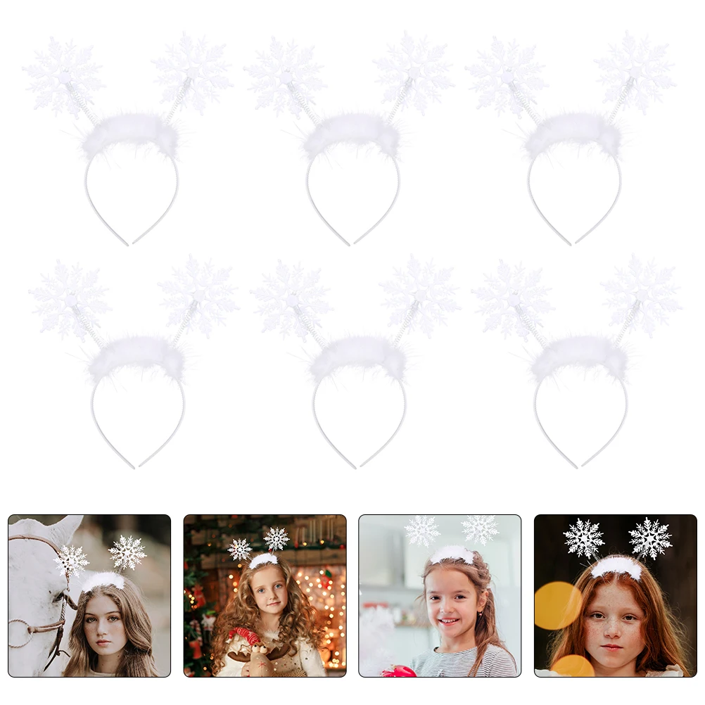 

8PCS Christmas Headband Snowflake Hair Hoops White Resin Xmas Party Accessories Winter Costume Decorations Holiday Gifts
