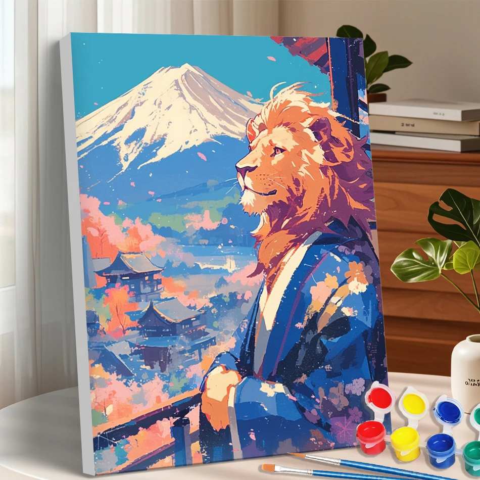 GATYZTORY Painting By Numbers Acrylic Adult Coloring Art Stuff Decorative Paintings Abstract Lion Home Decor Paintings To Paint