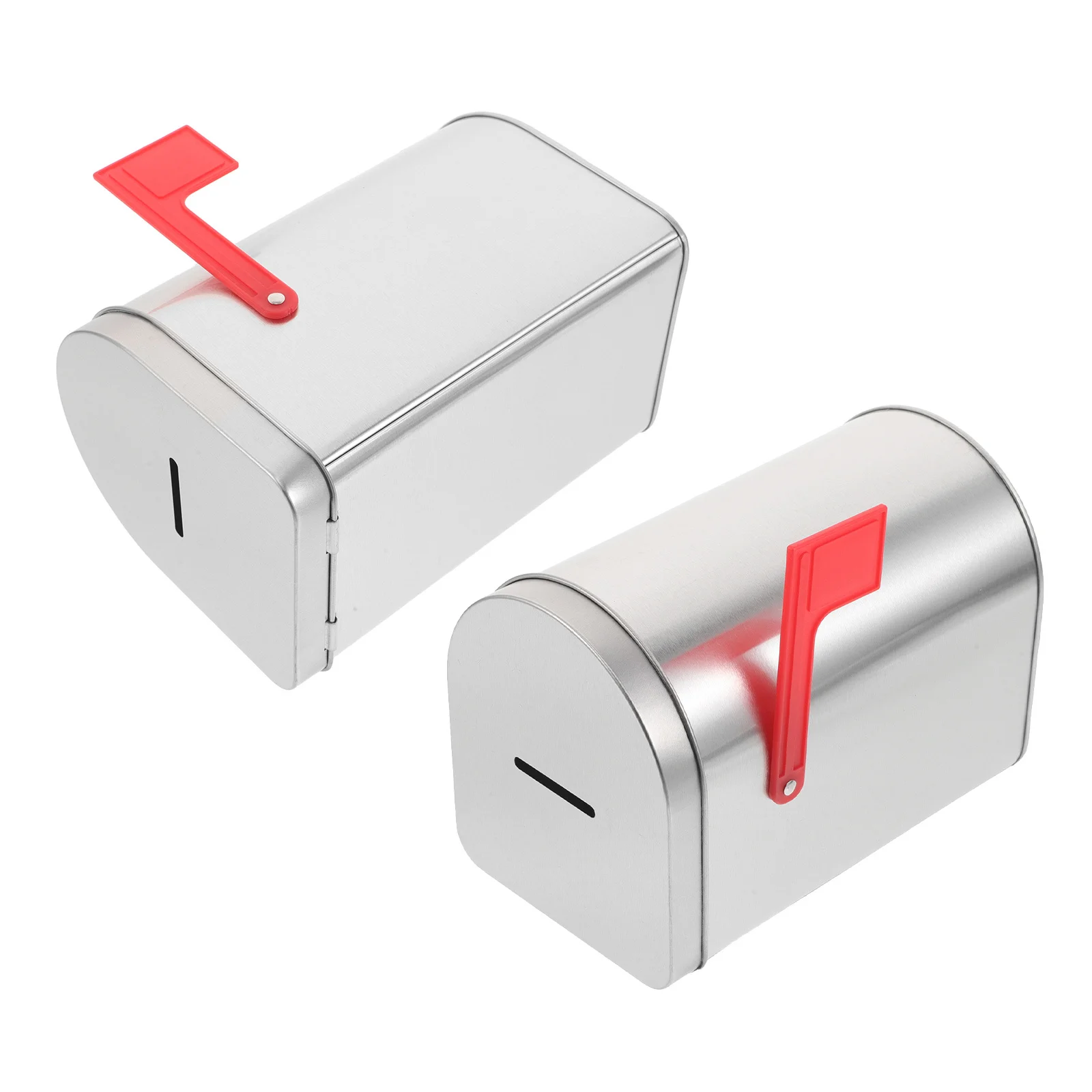 

2pcs Tinplate Mailbox Piggy Bank Candy Storage Container Biscuit Cookie Box For Savings Metal Money Box