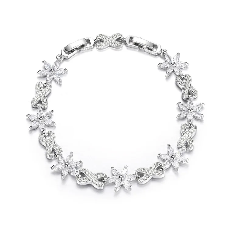 HIBRIDE Elegant and exquisite flower-shaped multi-colored bracelet light luxury stunning women's jewelry daily travel gift B176