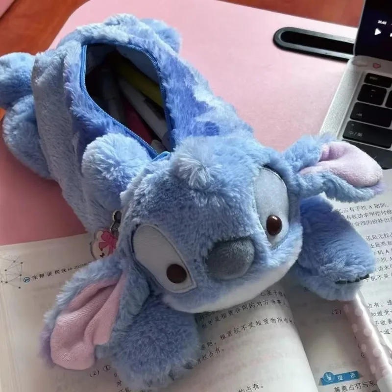 Disney Cartoon Stitch Plush Toy Pencil Case Anime Star Baby Piggy Back Bug Doll Desktop Organizer Birthday Gift Plush Toy Bag