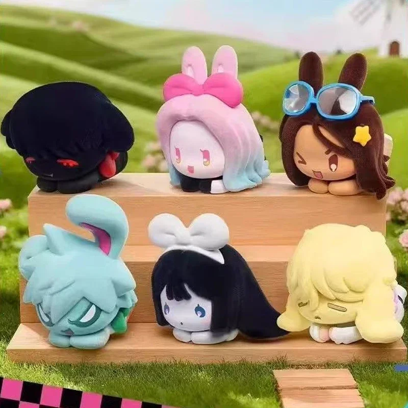 6Pcs/Lot Alien Stage Rabbit Blind Box Mizi Sua Till Ivan Hyuna Luka Cute Flocking Bunny Figurine Desktop Decor Gift For Girls