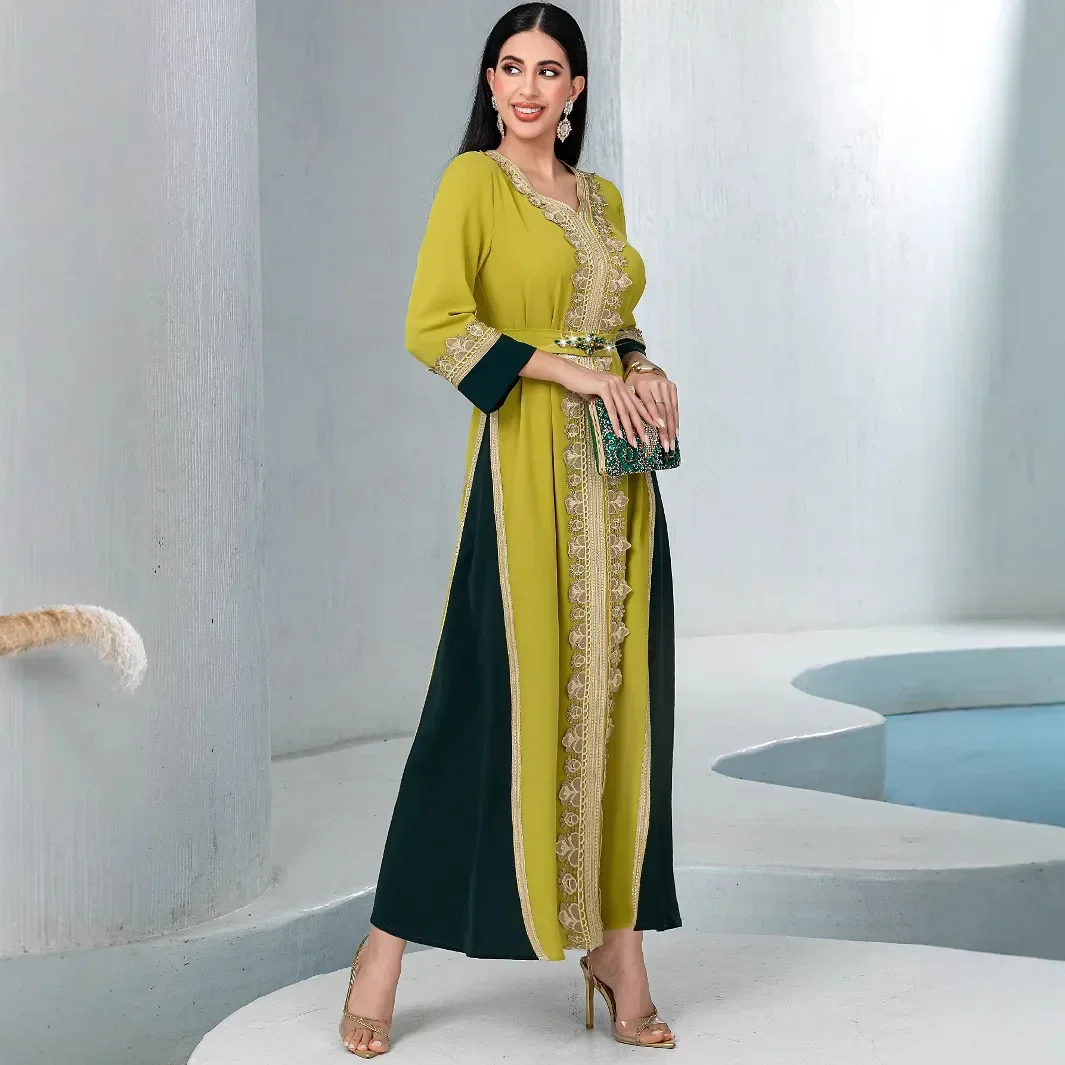 

Летнее платье-абайя 2026 с бриллиантами, Дубайский кафтан, женская мусульманская мода, длинное платье, марокканский кафтан, джеллаба для Ид, Рамадан, исламская джалабия, роба