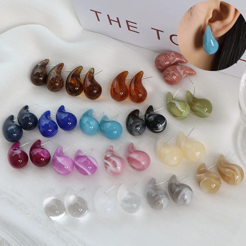 1 Paar Wasser tropfen Harz Ohrringe niedlichen Bernstein rosa molligen Schmuck Acryl Wasser tropfen Ohrringe für Frauen klobige Tropfen Ohrringe