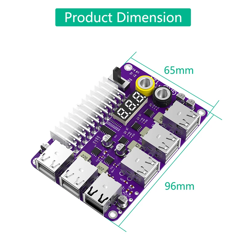 ATX-USB 2.0を搭載した24ピン電源パネルアダプター,12ポート,3桁のLEDディスプレイを搭載したアクリルハウジング,12V出力,qc2.0,qc3.0をサポート