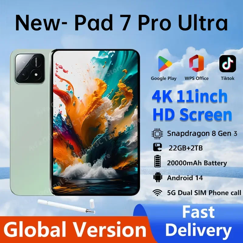 �y�Z�[�����z�^�u���b�gPC Pad 7 Pro Ultra 2026 �V�i ���� �O���[�o���� Snapdragon 8gen3 Android 14 HD 4K�A22GB + 2TB�A�f���A��SIM 5G�����WIFI