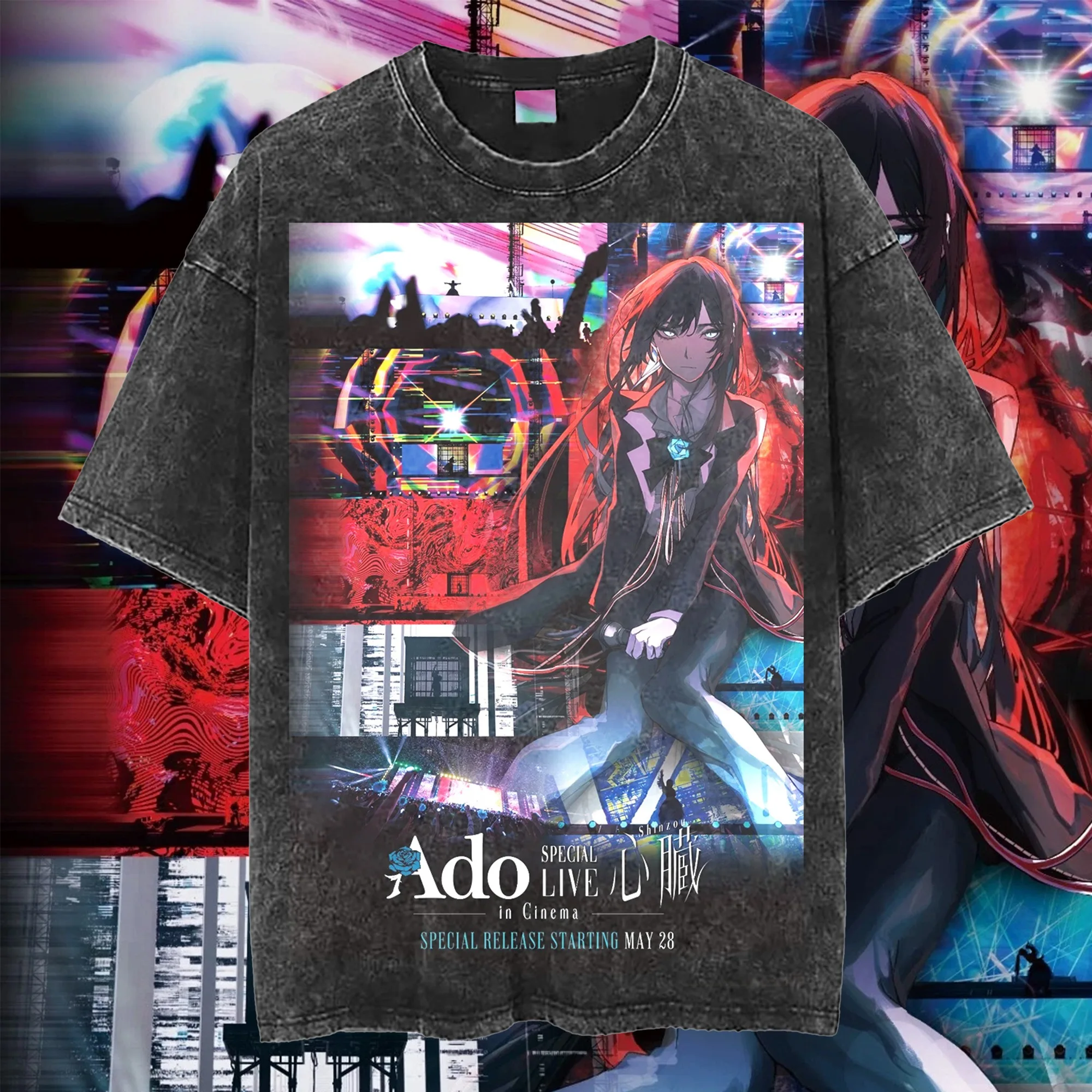 

New! Summer Men Ado Graphic Men Washed T-shirts Special Live Shinzou on May 28 2025 Unisex T-Shirt Ins Y2k Hot Sell Oversize Top