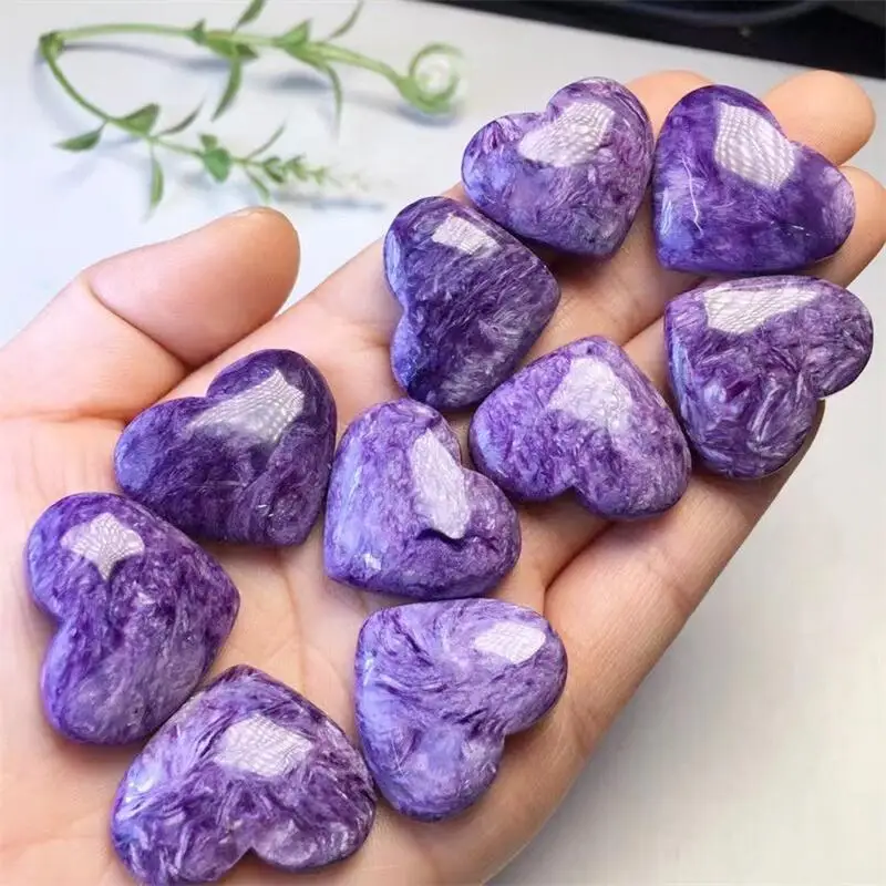 2pcs Natural Charoite Heart Beads Spacers Gemstone Jewelry For Making Fashion Fengshui Jewelry Gift 18MM