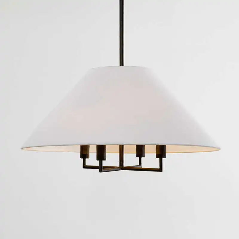 

Rural Restaurant Pendant Light Simple Fabric Lampshade Creative Personality Villa Living Room E14 Balcony Hanging Light Fixture