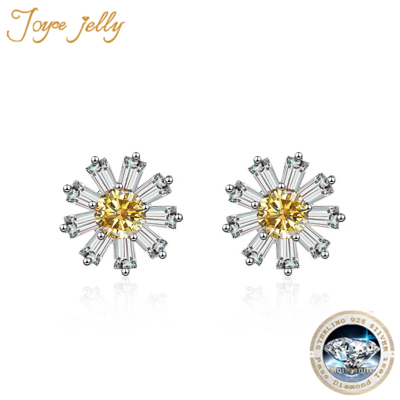 sterling silver round moissanite brincos para mulheres girassol margarida ear stud para meninas adoravel joias presente 05ct joycejelly 925 01