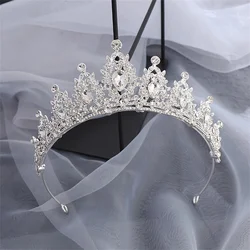 2023 new Wedding Hair Tiara Crystal Bridal Tiara Crown Silver Color Diadem Veil Tiaras Wedding Hair Headpieces Head Jewelry gift