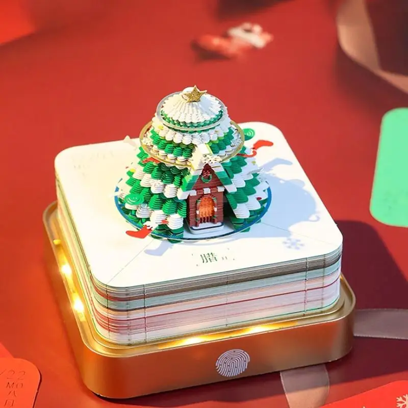 Time Piece Calendar 2027 Desk Calendar With LED Light 3D Tear-away Calendar Paper Carving Art Memo Pad Notepad Desktop Decor