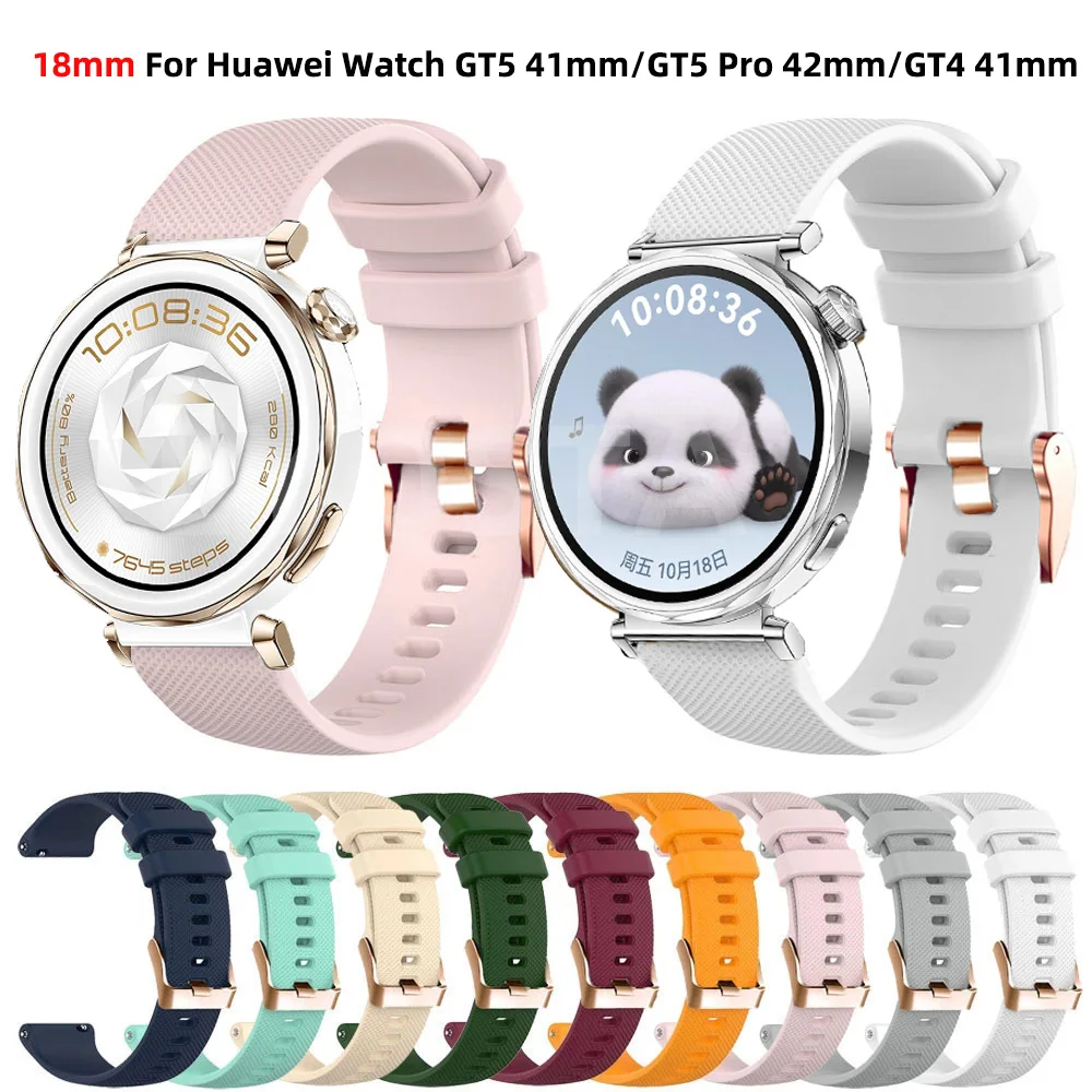 Hot 18mm Silicone Watchband For HUAWEI WATCH GT 5 GT 4 41mm Strap For Huawei Watch GT 5 GT5 Pro 42mm Replacement Women Watchband