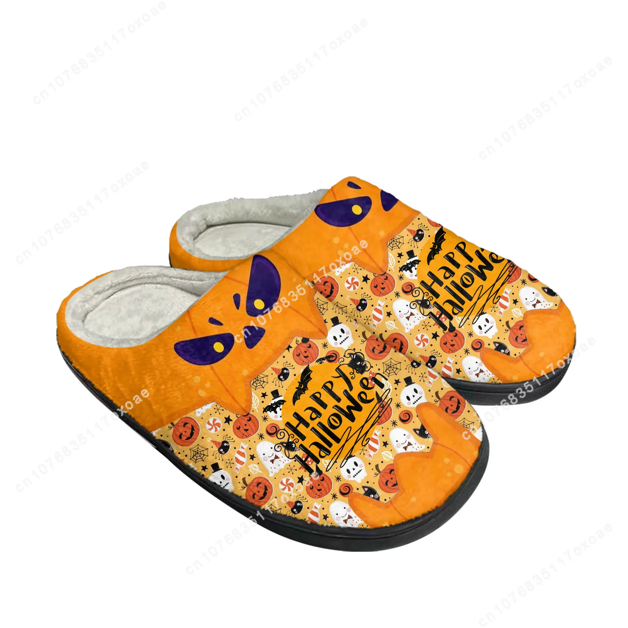 

Halloween Gift Home Cotton Slippers Mens Womens Spooky Lantern Pumpkin Plush Bedroom Keep Warm Shoes Thermal Slipper Custom Shoe