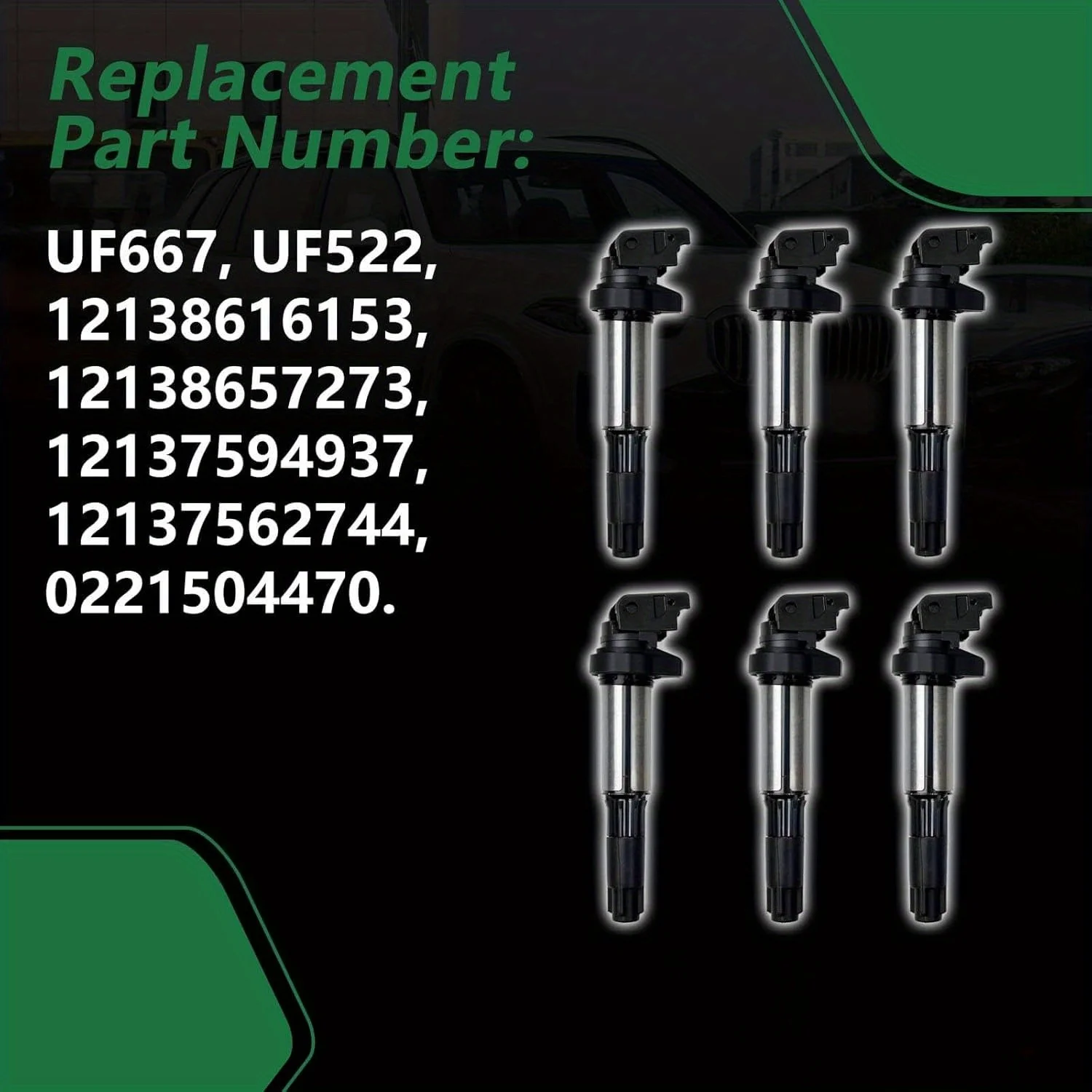 Ignition Coil Pack For BMW 325i, 335i, 328i, 525i, 530i, 330i, 650i, X3, X5, M5, M6, Replaces  UF522 0221504470 12138616153