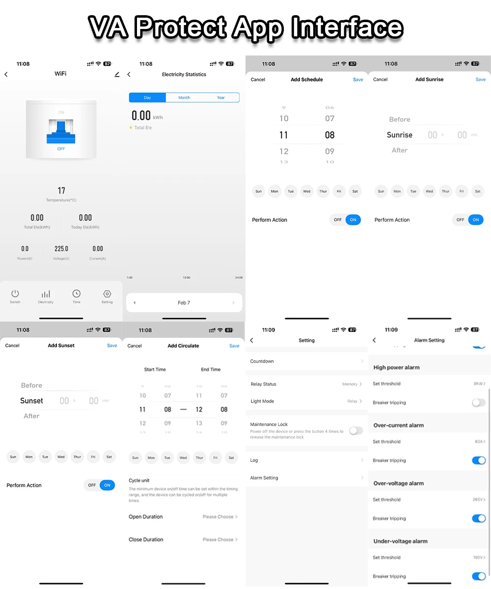 EARU Tuya App Smart WiFi MCB Schutzschalter Strom-Spannungs-Leistungs-Energie-kWh-Zähler Schutzschalter Timer Relais Schalter Fernbedienung – Detail 14