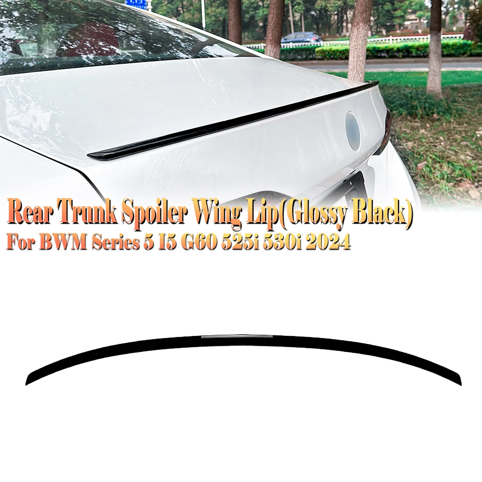 

Rear Trunk Lid Spoiler Wing For BMW 5 Series i5 G60 520i 525i 528i 530i 535i 2024+ Carbon Fiber Look/Gloss Black Splitter Lip