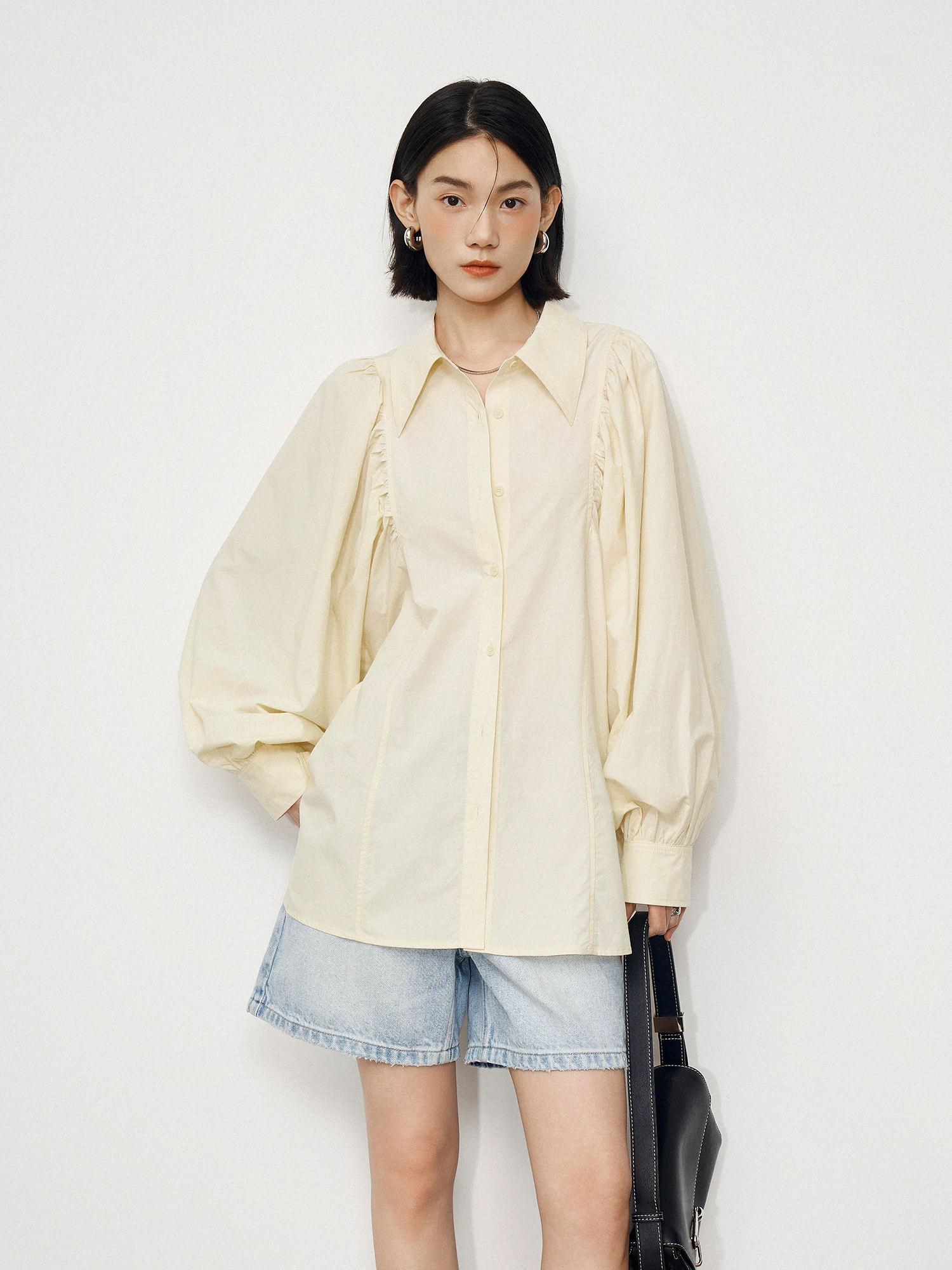 

CLMX Модная женская блузка из смесовой ткани Lenzing с высокой плотностью волокон, приятная к коже, винтажная, плиссированная, с 3D-эффектом и силуэтом «пузырьки»