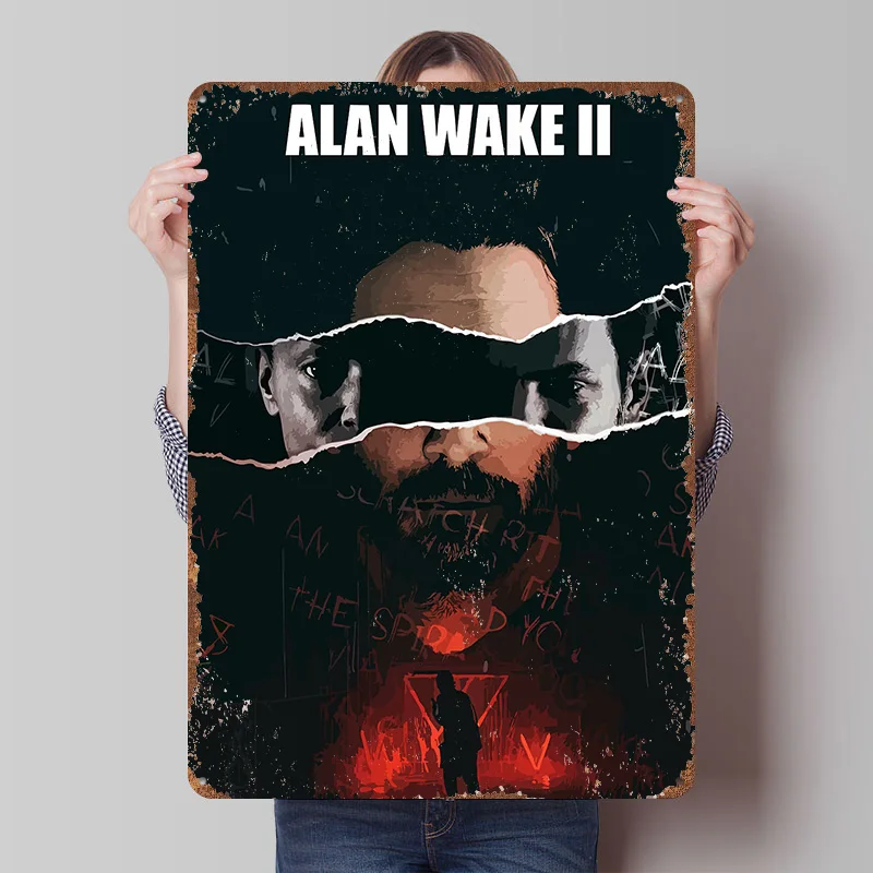 

Металлический постер Alan Wake II: Винтажная ретро-табличка для фанатов, современный декор для дома и офиса, роскошное украшение для рабочего стола