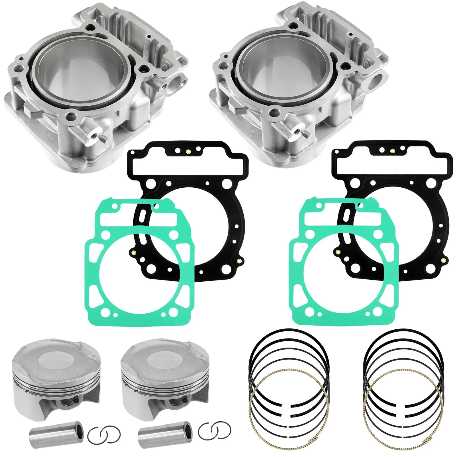 WHB 2 Cylinders Piston 2 Gasket kit For Can-Am BRP Commander Maverick Outlander 1000 420929650 420845109 420845107 420845106
