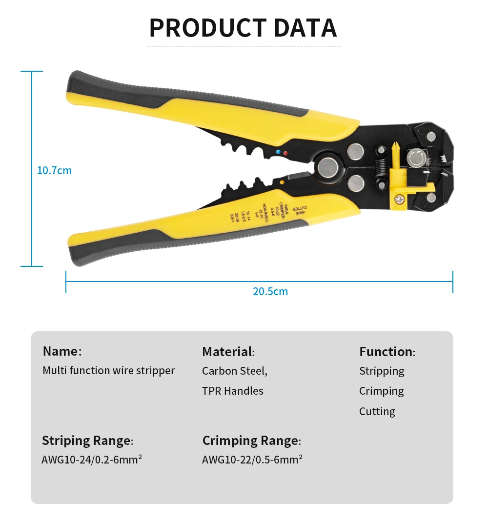 Crimper Kabelschneider, verstellbar, automatischer Abisolierer, multifunktionales Abisolieren, Crimpzange, Terminal-Handwerkzeug – Detail 1