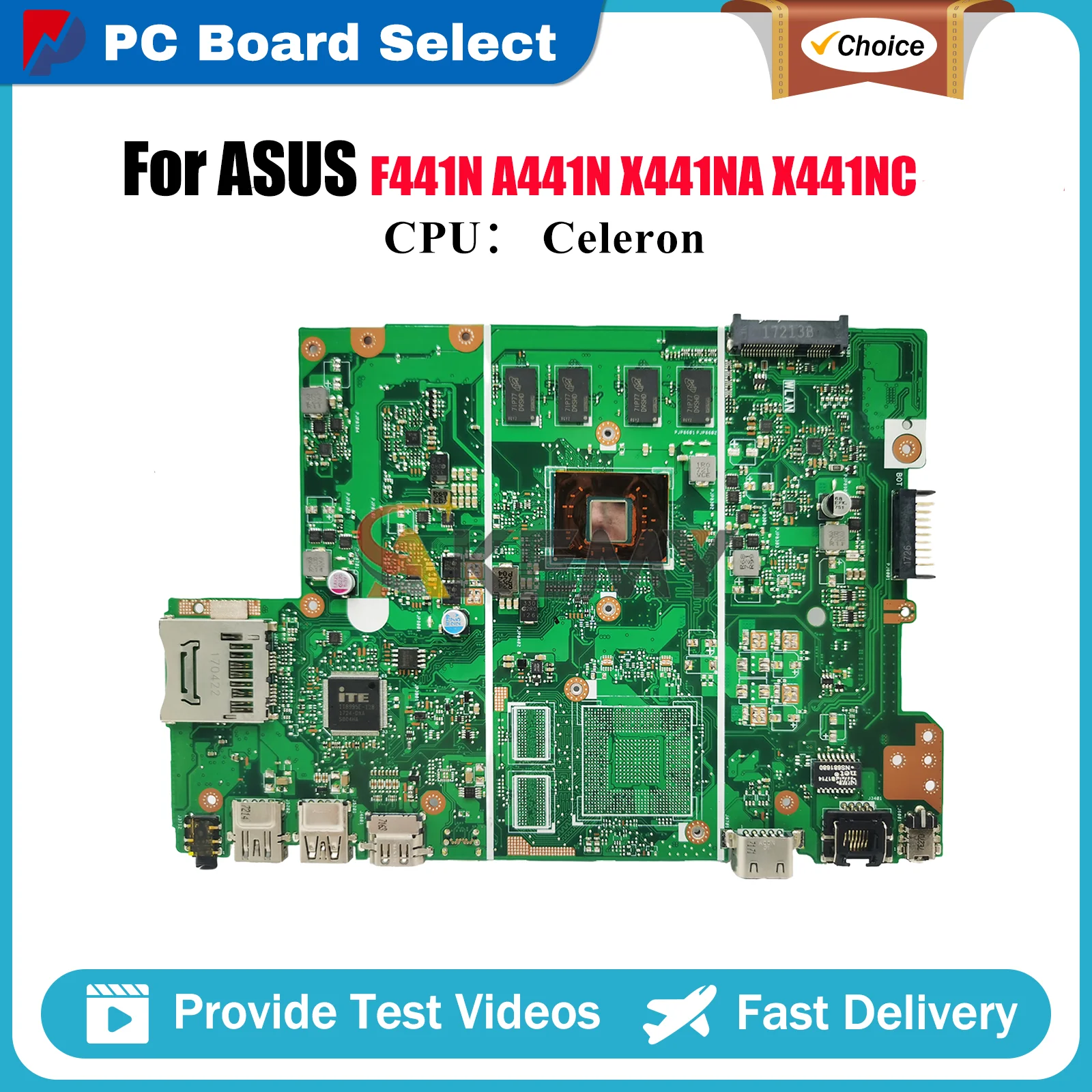 

X441NA Laptop Motherboard For ASUS VivoBook X441NC A441N X441NA F441N X441N Mainboard With Celeron CPU 100% tests OK fast ship