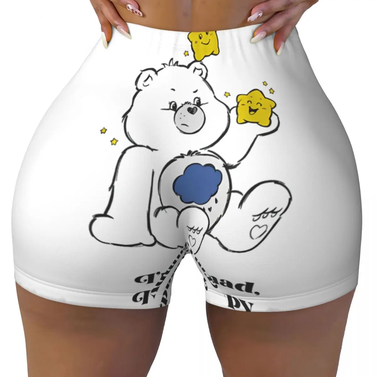 Care Bears Grumpy Bear I'm Not Mad I'm Grumpy High Waist Yoga Tight Shorts for Women Scrunch Fitness Workout Gym Pants Tights