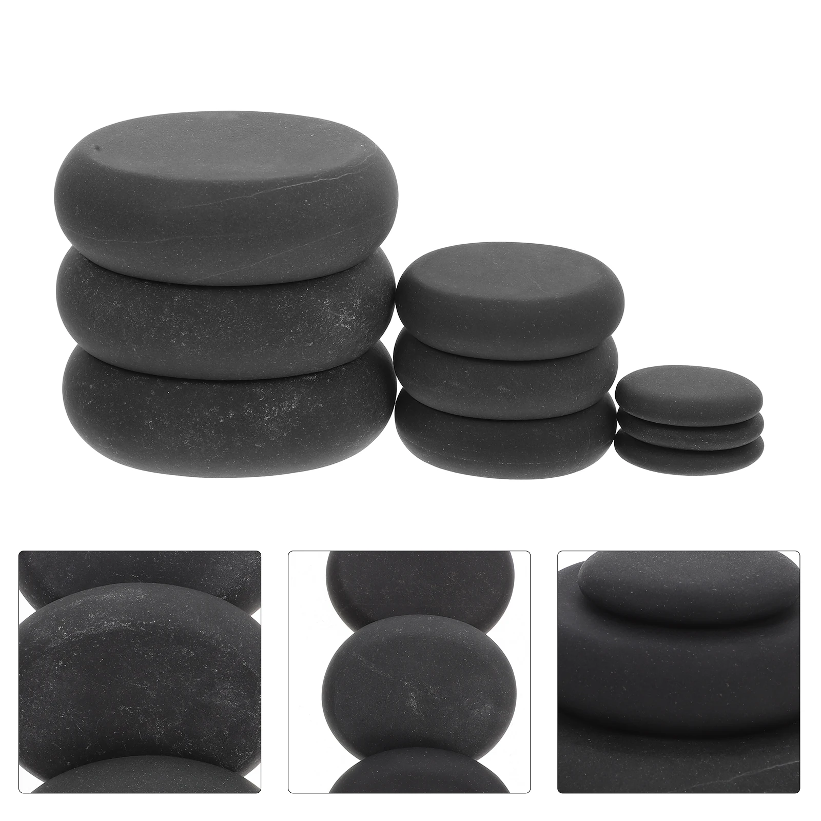 

9 шт., массажный набор с горячими камнями, черные базальтовые камни для спа-салона, релаксация, натуральное эфирное масло лавы, терапия, массажный набор с горячими камнями