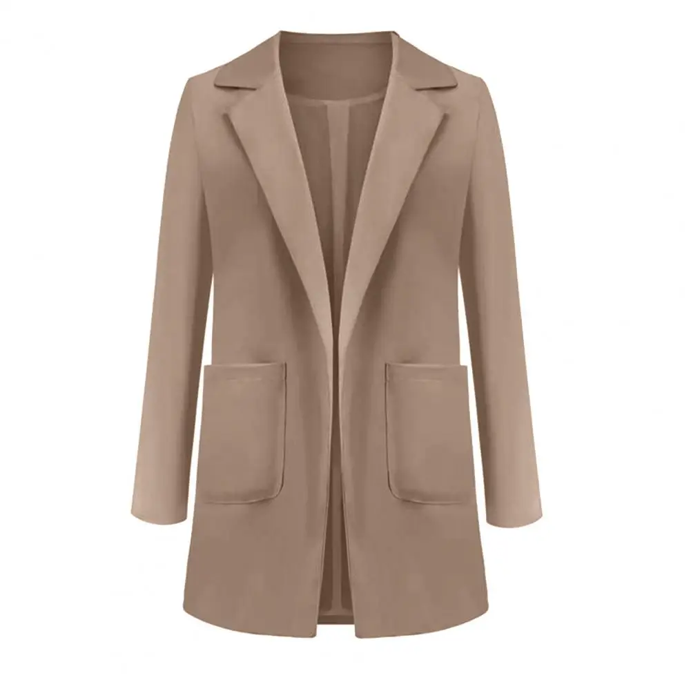 Fashionable Women Suit Coat Elegant Women's Suit Coat with Lapel Pockets for Business Office Lady Outwear Slim Fit Solid Color