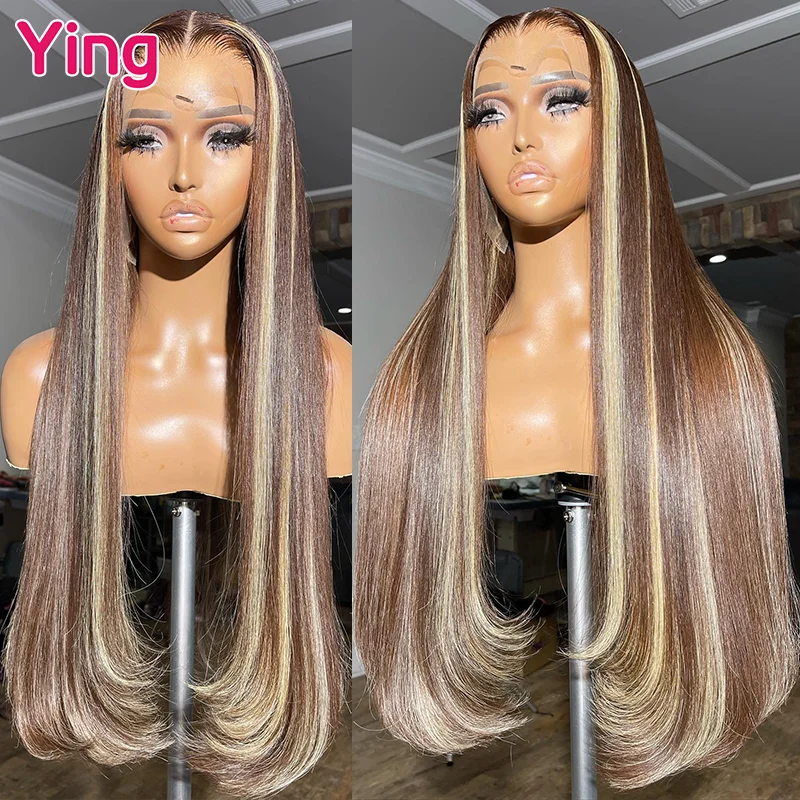 

Ying Honey Blonde With Brown 200% Bone Straight 13x6 Transparent Lace Front Wig PrePlucked With Baby Hair 13x4 Lace Front Wig