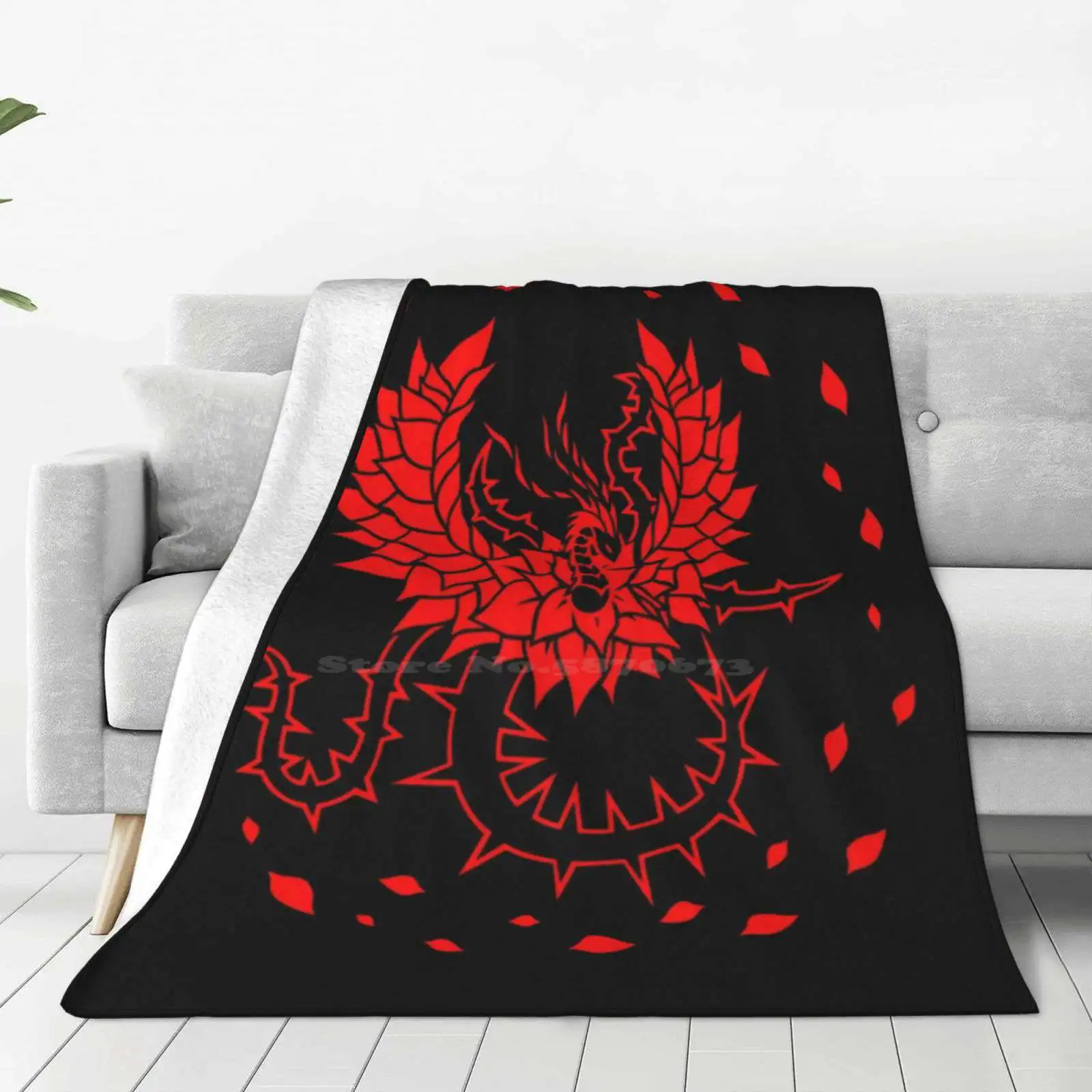 Black Rose Dragon Creative Design Comfortable Warm Flannel Blanket Yugioh 5Ds Yusei Black Rose Dragon Flower Signer Dragon