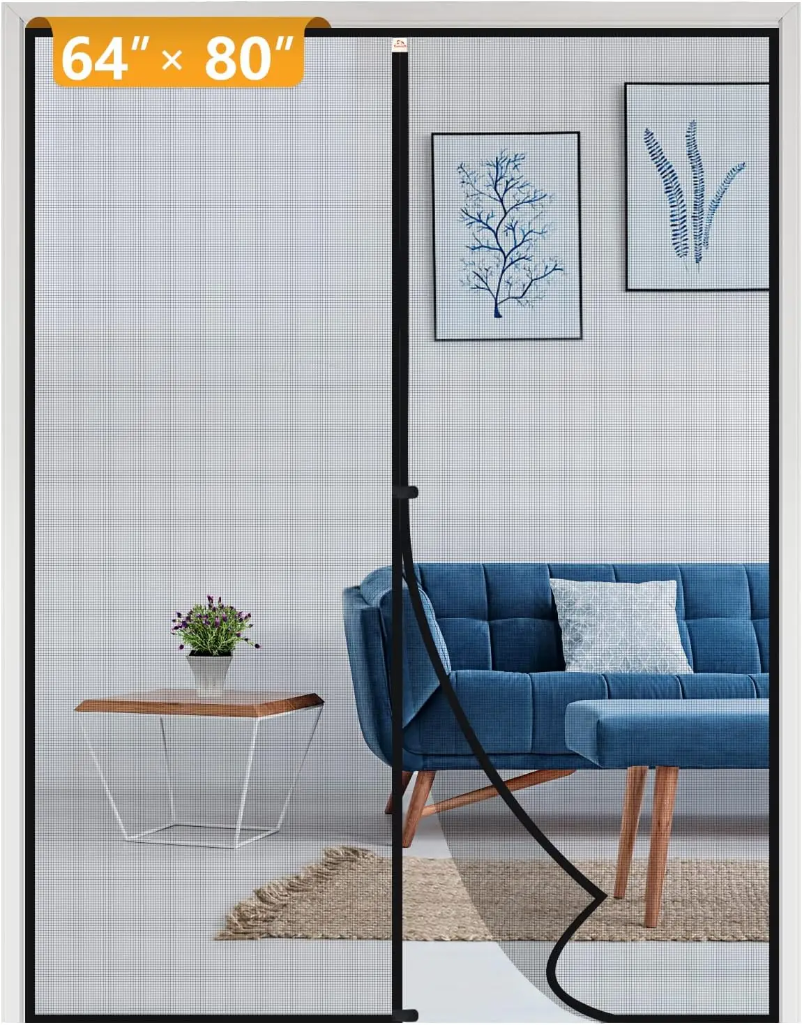 

Magnetic Screen Door Fits Door Size 64 x 80, Screen Size 66" x 81" Strengthened Fiberglass Net Curtain for Patio Sliding Fren